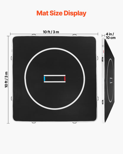 VEVOR 10x10 ft Wrestling Mat Inflatable, Martial Arts Thick Mat for Home Gym Exercise, PVC Foldable Training Mats with Circles and 600W Air Pump, for Gymnastics, Tatami, Jiu Jitsu BJJ MMA Judo, Black - CQKSJD1010FTD23G0001V1 - view 3