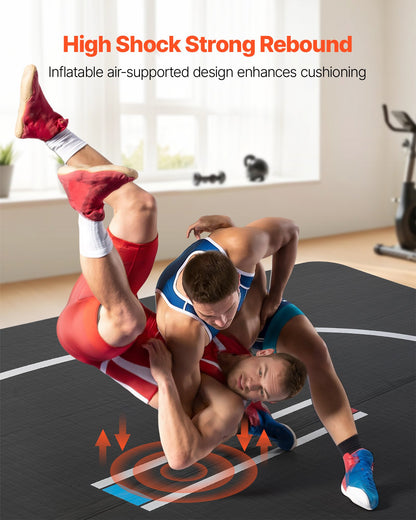 VEVOR 10x10 ft Wrestling Mat Inflatable, Martial Arts Thick Mat for Home Gym Exercise, PVC Foldable Training Mats with Circles and 600W Air Pump, for Gymnastics, Tatami, Jiu Jitsu BJJ MMA Judo, Black - CQKSJD1010FTD23G0001V1 - view 4