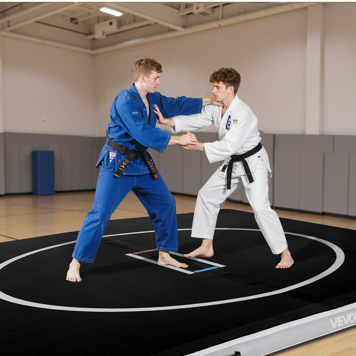 VEVOR 10x10 ft Wrestling Mat Inflatable, Martial Arts Thick Mat for Home Gym Exercise, PVC Foldable Training Mats with Circles and 600W Air Pump, for Gymnastics, Tatami, Jiu Jitsu BJJ MMA Judo, Black - CQKSJD1010FTD23G0001V1 - view 9
