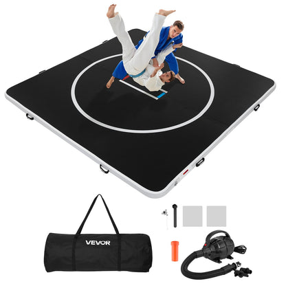 VEVOR 10x10 ft Wrestling Mat Inflatable, Martial Arts Thick Mat for Home Gym Exercise, PVC Foldable Training Mats with Circles and 600W Air Pump, for Gymnastics, Tatami, Jiu Jitsu BJJ MMA Judo, Black - CQKSJD1010FTD23G0001V1 - view 10