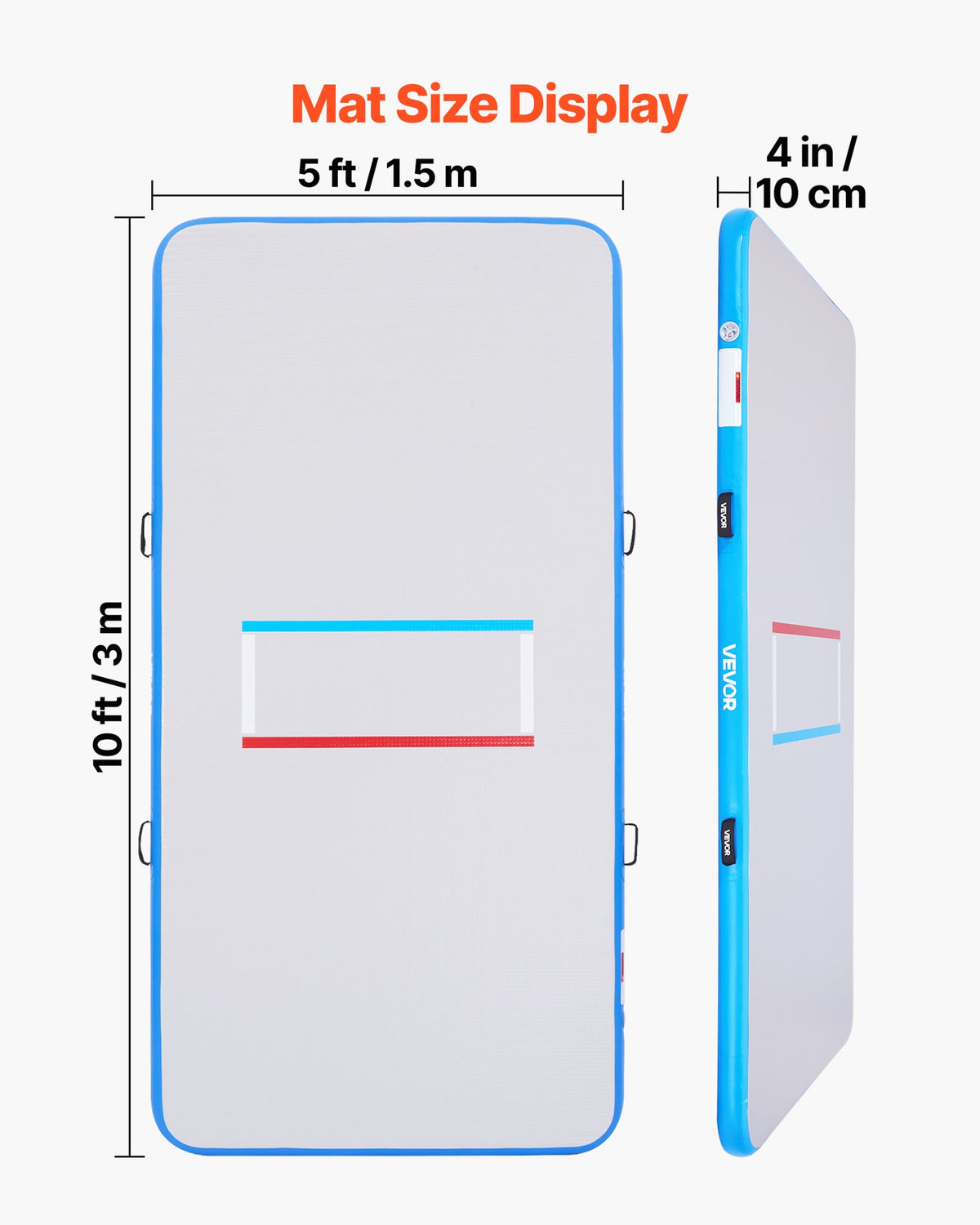VEVOR 10x5 ft Wrestling Mat Inflatable, Martial Arts Thick Mat for Outdoor Indoor Home Gym Exercise, PVC Foldable Training Mats with 600W Air Pump, for Gymnastics Tatami Jiu Jitsu BJJ MMA Judo, Gray - CQKSJD105FTLDRECN001V1 - view 3