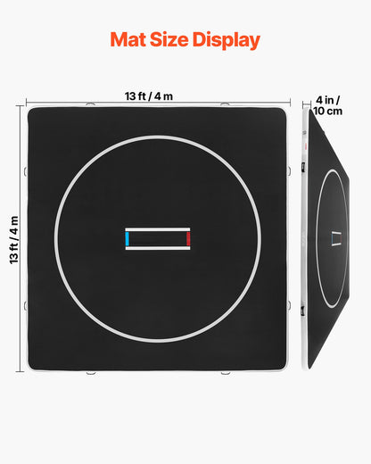 VEVOR 13x13 ft Wrestling Mat Inflatable, Martial Arts Thick Mat for Home Gym Exercise, PVC Foldable Training Mats with Circles and 600W Air Pump, for Gymnastics, Tatami, Jiu Jitsu BJJ MMA Judo, Black - CQKSJD1313FTJIMK4001V1 - view 3
