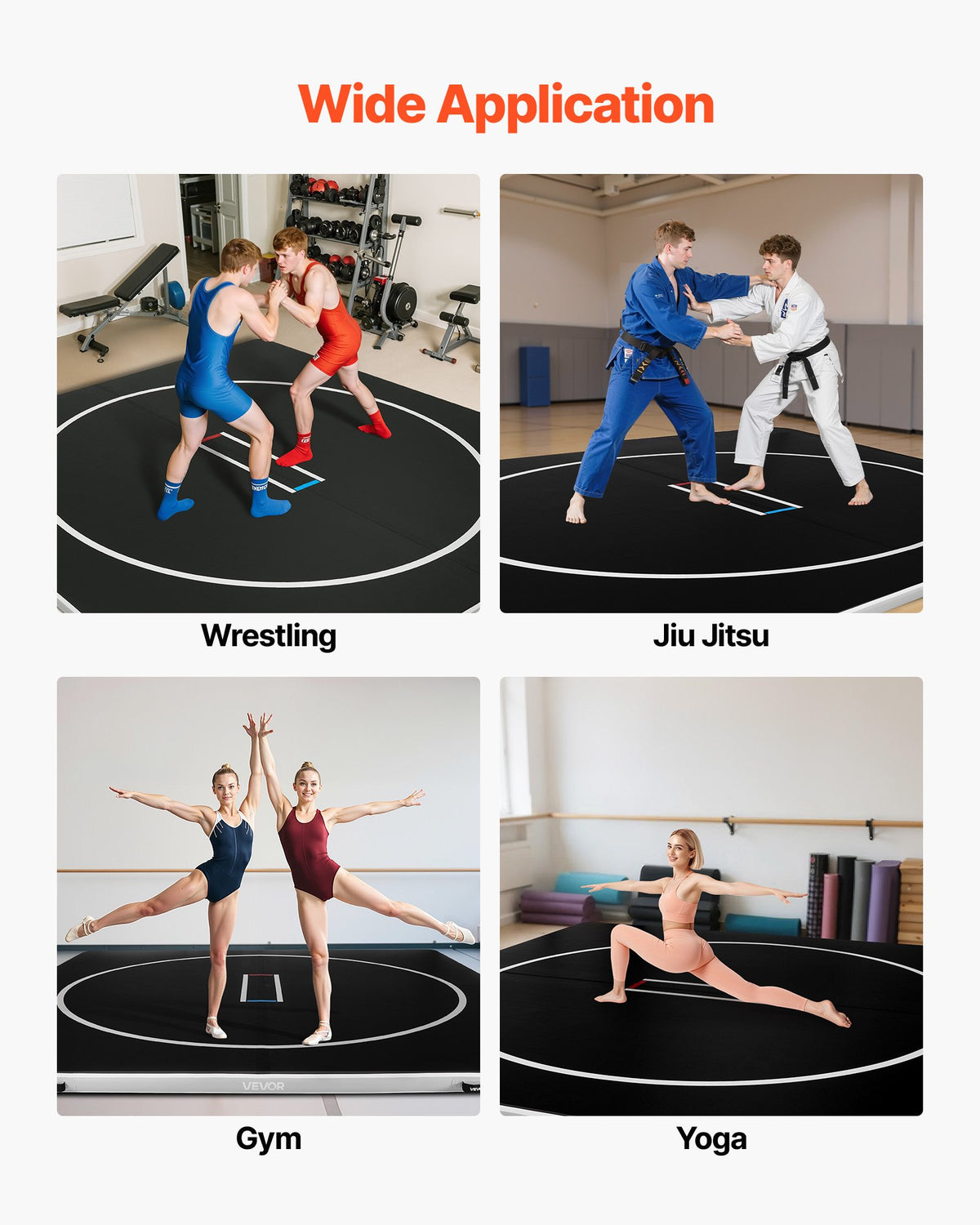 VEVOR 13x13 ft Wrestling Mat Inflatable, Martial Arts Thick Mat for Home Gym Exercise, PVC Foldable Training Mats with Circles and 600W Air Pump, for Gymnastics, Tatami, Jiu Jitsu BJJ MMA Judo, Black - CQKSJD1313FTJIMK4001V1 - view 8