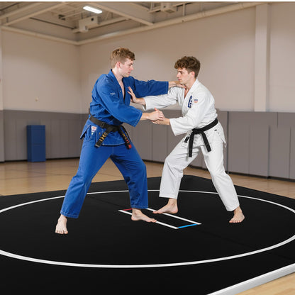 VEVOR 13x13 ft Wrestling Mat Inflatable, Martial Arts Thick Mat for Home Gym Exercise, PVC Foldable Training Mats with Circles and 600W Air Pump, for Gymnastics, Tatami, Jiu Jitsu BJJ MMA Judo, Black - CQKSJD1313FTJIMK4001V1 - view 9