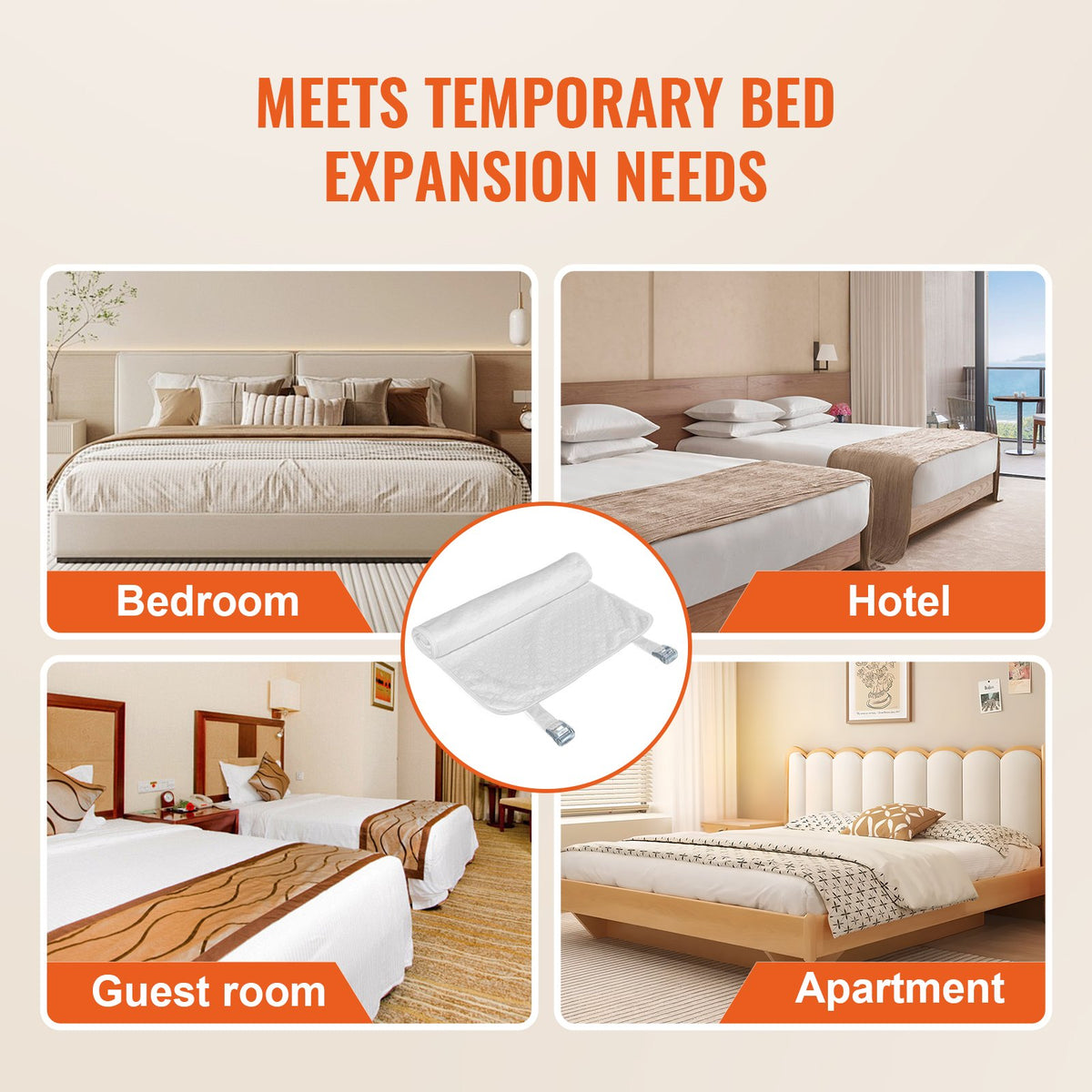 VEVOR Bed Bridge, King Bed Converter Kit, Split King Gap Filler for Adjustable Bed Mattress Connector Mattress Gap Filler with Heavy Duty Metal Buckle Strap 25D Memory Foam (100" L x 24" W) - CQL100W24INCUHVZEV0 - view 7