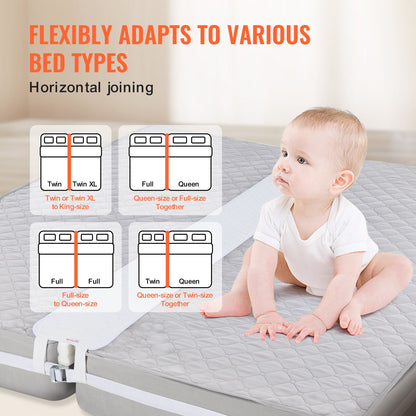 VEVOR Bed Bridge, King Bed Converter Kit, Split King Gap Filler for Adjustable Bed Mattress Connector Mattress Gap Filler with Heavy Duty Metal Buckle Strap 25D Memory Foam (75" L x 10" W) - CQL75W10INCH8JTJSV0 - view 6