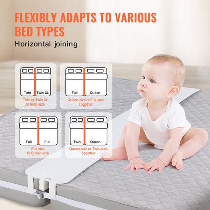 VEVOR Bed Bridge, King Bed Converter Kit, Split King Gap Filler for Adjustable Bed Mattress Connector Mattress Gap Filler with Heavy Duty Metal Buckle Strap 25D Memory Foam (75"L x 12"W) - CQL75W12INCHH4PYHV0 - view 6