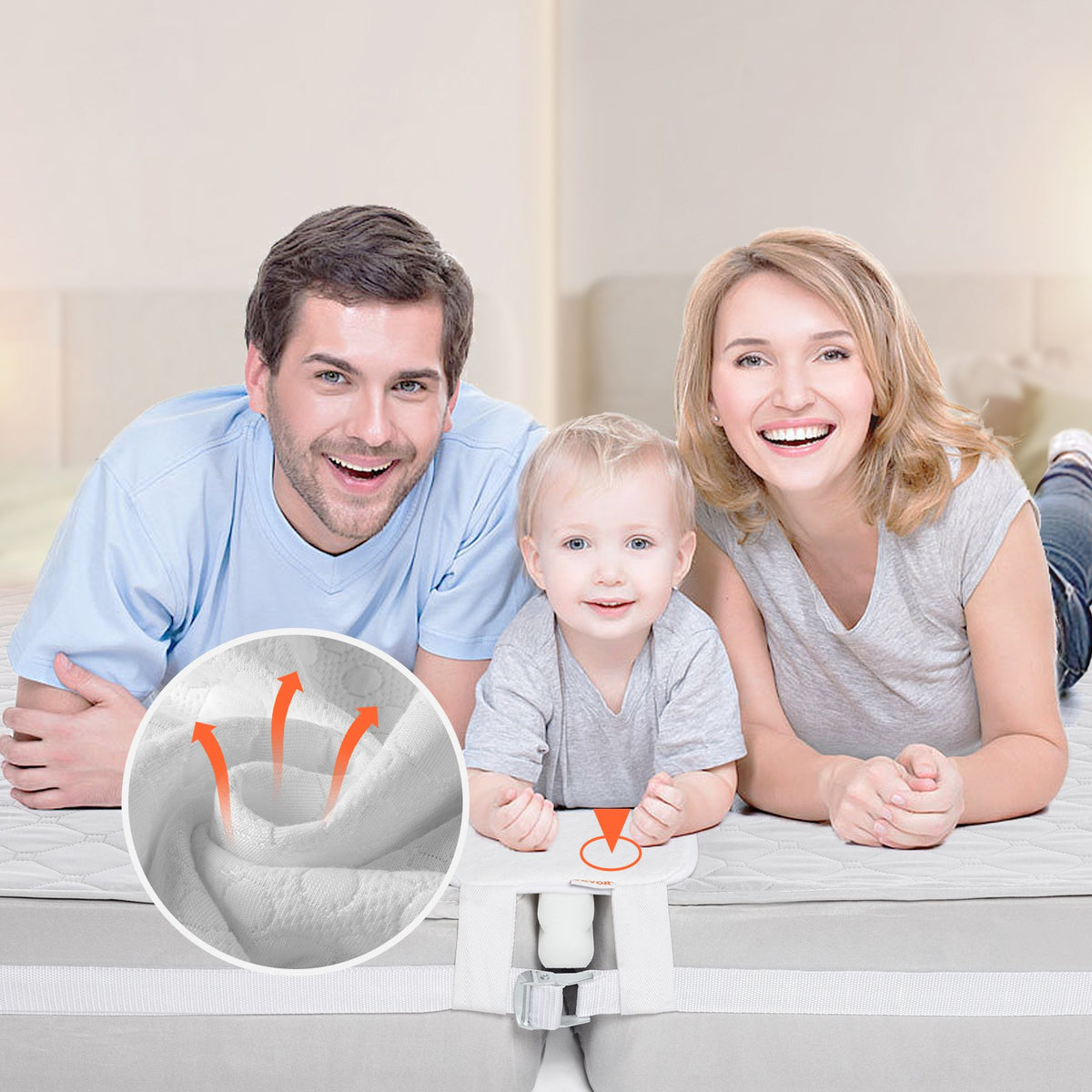 VEVOR Bed Bridge, King Bed Converter Kit, Split King Gap Filler for Adjustable Bed Mattress Connector Mattress Gap Filler with Heavy Duty Metal Buckle Strap 25D Memory Foam (75" L x 8" W) - CQL75W8INCHZILLDJV0 - view 9