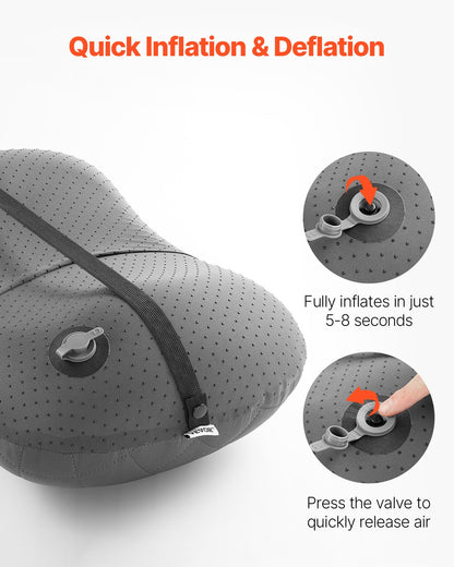 VEVOR Inflatable Camping Pillow, 5-Inch Thickened Travel Pillow, Soft Backpacking Pillows with Removable & Washable Cover, Storage Bag, Lightweight and Portable for Camping, Air Travel, Hiking, Office - CQSLYZMEDIUM91XKCV0 - view 4
