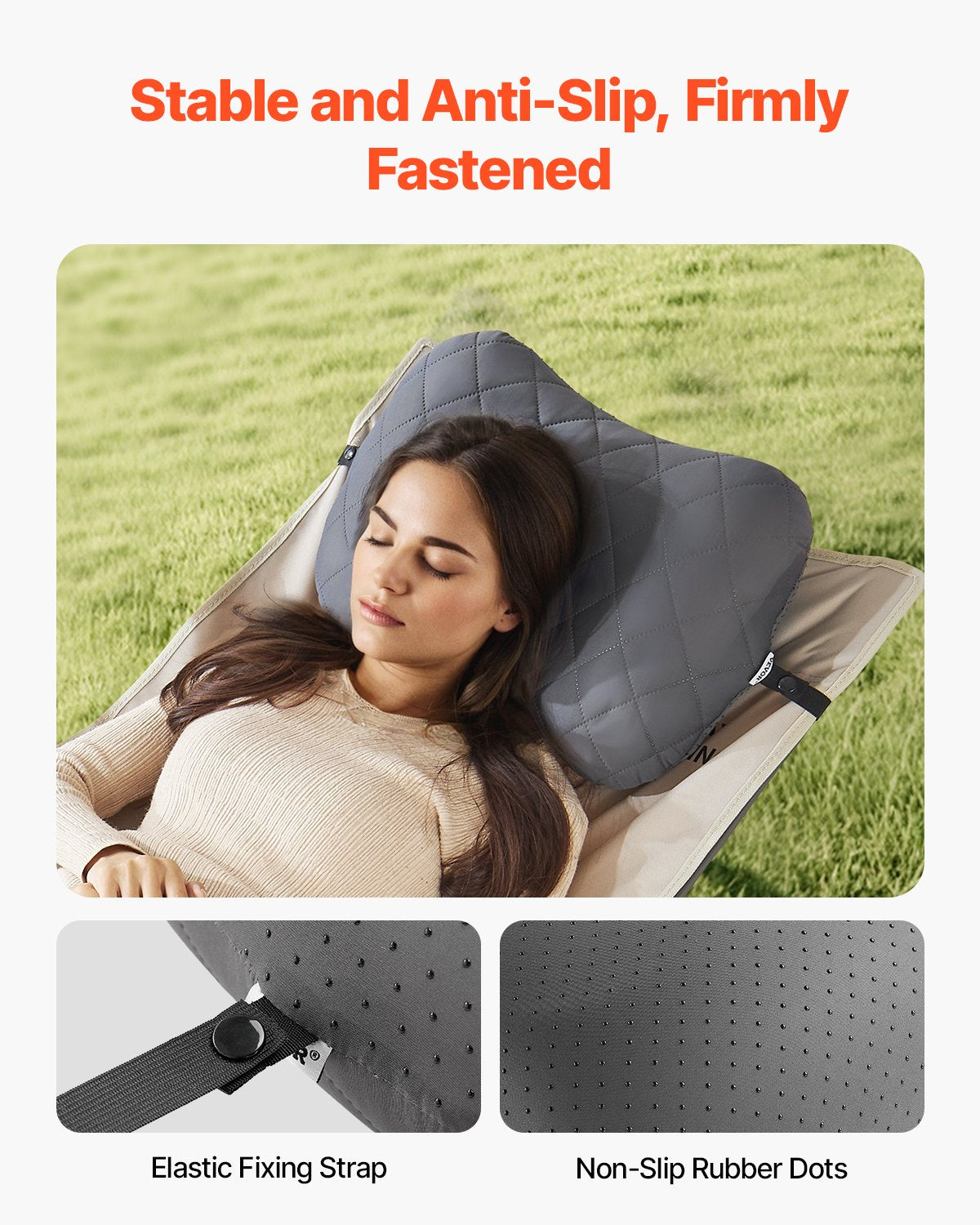 VEVOR Inflatable Camping Pillow, 5-Inch Thickened Travel Pillow, Soft Backpacking Pillows with Removable & Washable Cover, Storage Bag, Lightweight and Portable for Camping, Air Travel, Hiking, Office - CQSLYZMEDIUM91XKCV0 - view 5