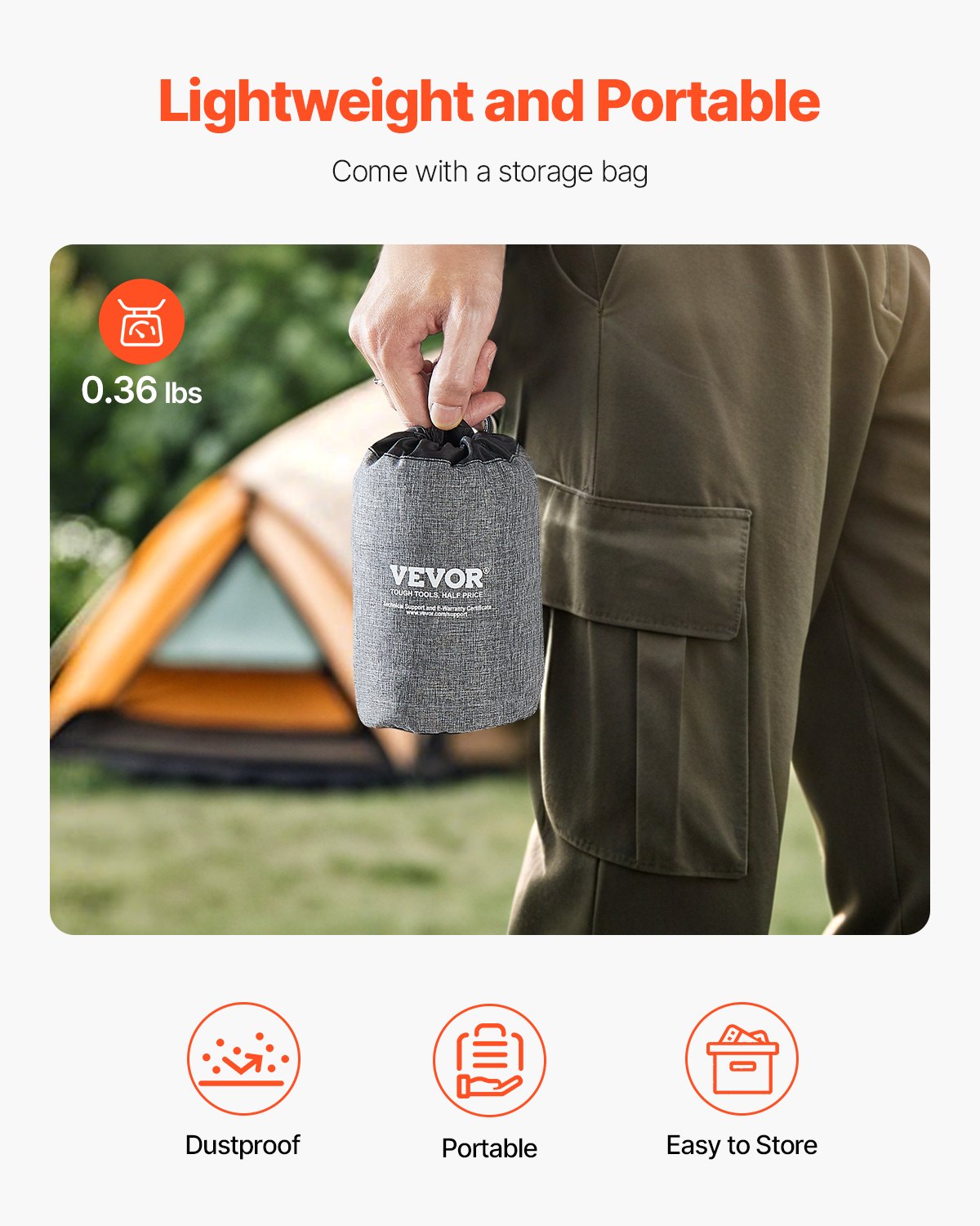 VEVOR Inflatable Camping Pillow, 5-Inch Thickened Travel Pillow, Soft Backpacking Pillows with Removable & Washable Cover, Storage Bag, Lightweight and Portable for Camping, Air Travel, Hiking, Office - CQSLYZMEDIUM91XKCV0 - view 7