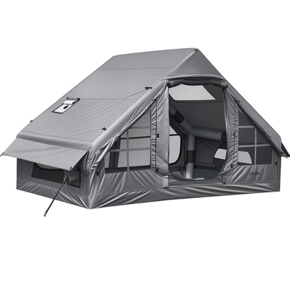 VEVOR Inflatable Tent for Camping 2-4 Person Blow Up Tent with Pump Gray, for Family Outdoor Glamping, Waterproof 420D Oxford, Easy Setup Air House with Skylight, Stove Jack, Mesh Windows & Carry Bag - CQSMGBHS6WTMB2BJJ001V0 - view 10