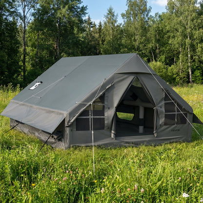 VEVOR Inflatable Tent for Camping 5-8 Person Blow Up Tent with Hand Pump, for Family Outdoor Glamping, Waterproof 420D Oxford, Easy Setup Air House with Skylight, Stove Jack, Mesh Windows & Carry Bag - CQSMGBLS12WTP1N4K001V0 - view 9