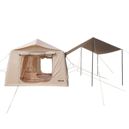 VEVOR Inflatable Tent for Camping 5-8 Person Blow Up Tent with Pump Beige, for Family Outdoor Glamping, Waterproof 420D Oxford, Easy Setup Air House with Skylight, Canopy, Stove Jack & Mesh Windows - CQSMGBMS12YTACQ0P001V0 - view 10