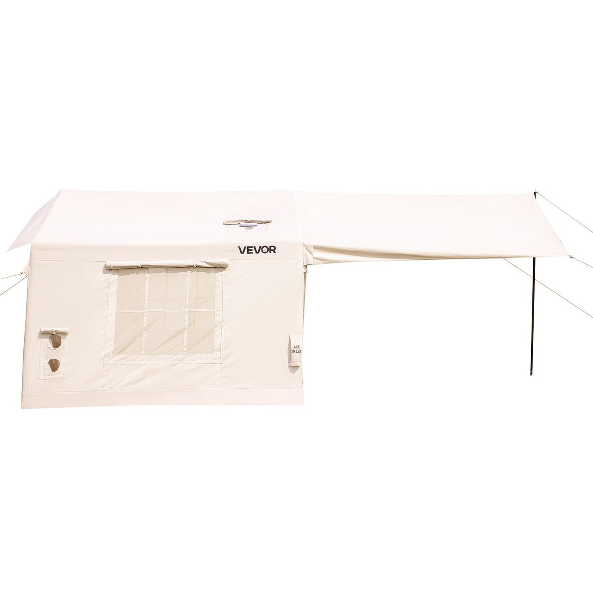 VEVOR Inflatable Tent for Camping 2-4 Person Blow Up Tent with Hand Pump, for Family Outdoor Glamping, Waterproof 420D Oxford, Easy Setup Air House with Skylight, Canopy, Stove Jack & Mesh Windows - CQSMGBMS8YTMRIB9L001V0 - view 10