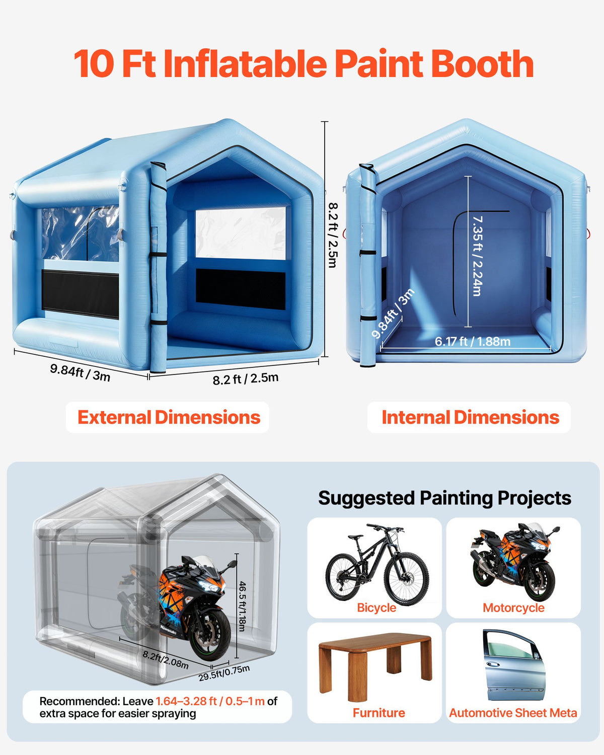 VEVOR Inflatable Paint Booth - Select Your Configuration - CQSPQF108585O6T54001V1 - view 2