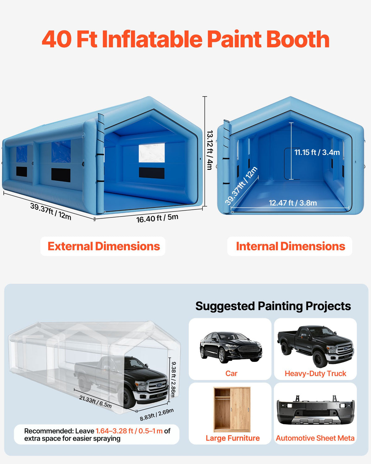 VEVOR Inflatable Paint Booth - Select Your Configuration - CQSPQF1254MLURRX0001V1 - view 2
