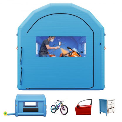 VEVOR Inflatable Paint Booth, 13 x 10 x 9 ft, Portable Spray Booth with 750W Powerful Blower and Large Filter Cotton, Arched Roof Blow Up Painting Tent for Bike, Motorcycle, and Furniture, Blue - CQSPQF13109FM3WJA001V1 - view 2