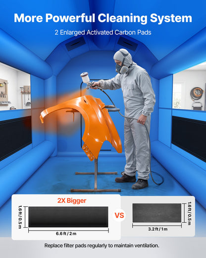 VEVOR Inflatable Paint Booth, 13 x 10 x 9 ft, Portable Spray Booth with 750W Powerful Blower and Large Filter Cotton, Arched Roof Blow Up Painting Tent for Bike, Motorcycle, and Furniture, Blue - CQSPQF13109FM3WJA001V1 - view 4