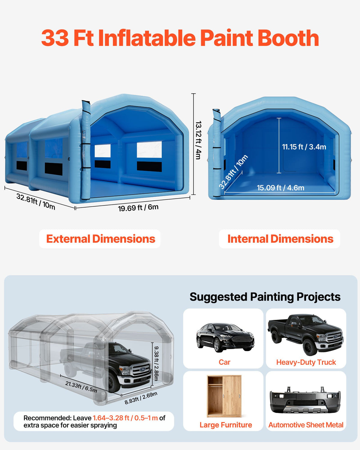 VEVOR Inflatable Paint Booth - Select Your Configuration - CQSPQF332013DWJNH001V1 - view 2