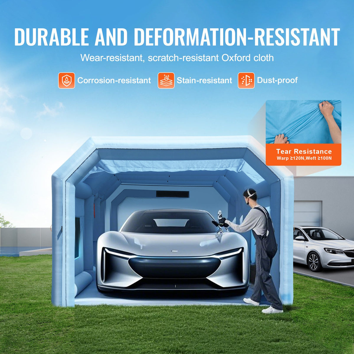 VEVOR Inflatable Paint Booth, 26.2 x 14.8 x 9.8 ft Inflatable Spray Booth, Portable Car Paint Booth for Small Truck, with 950W+750W Powerful Blowers and Air Filter System, Large Motorcycle, Midsize SU - CQSPQFLSKCGLK7J8AV1 - view 5