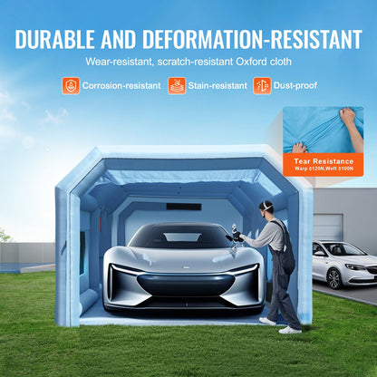 VEVOR Inflatable Paint Booth, 26.2 x 14.8 x 9.8 ft Inflatable Spray Booth, Portable Car Paint Booth for Small Truck, with 950W+750W Powerful Blowers and Air Filter System, Large Motorcycle, Midsize SU - CQSPQFLSKCGLK7J8AV1 - view 5