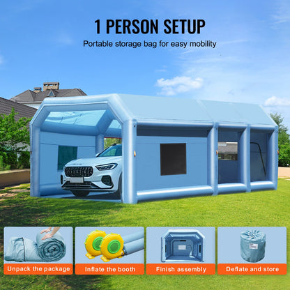 VEVOR Inflatable Paint Booth, 26.2 x 14.8 x 9.8 ft Inflatable Spray Booth, Portable Car Paint Booth for Small Truck, with 950W+750W Powerful Blowers and Air Filter System, Large Motorcycle, Midsize SU - CQSPQFLSKCGLK7J8AV1 - view 7
