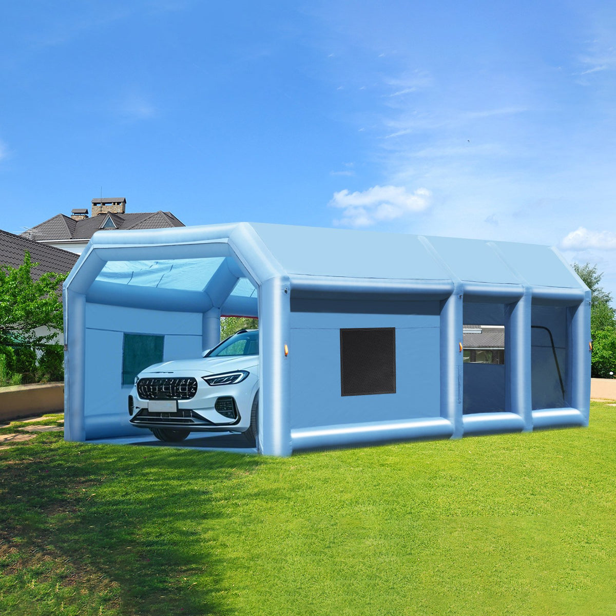 VEVOR Inflatable Paint Booth, 26.2 x 14.8 x 9.8 ft Inflatable Spray Booth, Portable Car Paint Booth for Small Truck, with 950W+750W Powerful Blowers and Air Filter System, Large Motorcycle, Midsize SU - CQSPQFLSKCGLK7J8AV1 - view 9