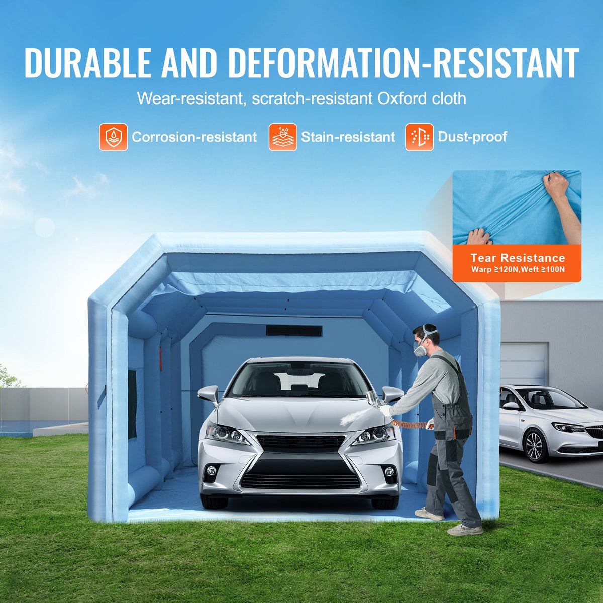 VEVOR Inflatable Paint Booth, 27.9 x 15.7 x 10.8 ft Inflatable Spray Booth, Portable Car Paint Booth for Small Truck, with 950W+750W Powerful Blowers and Air Filter System, Large Motorcycle, Midsize S - CQSPQFLSKCGLKHRPRV1 - view 5
