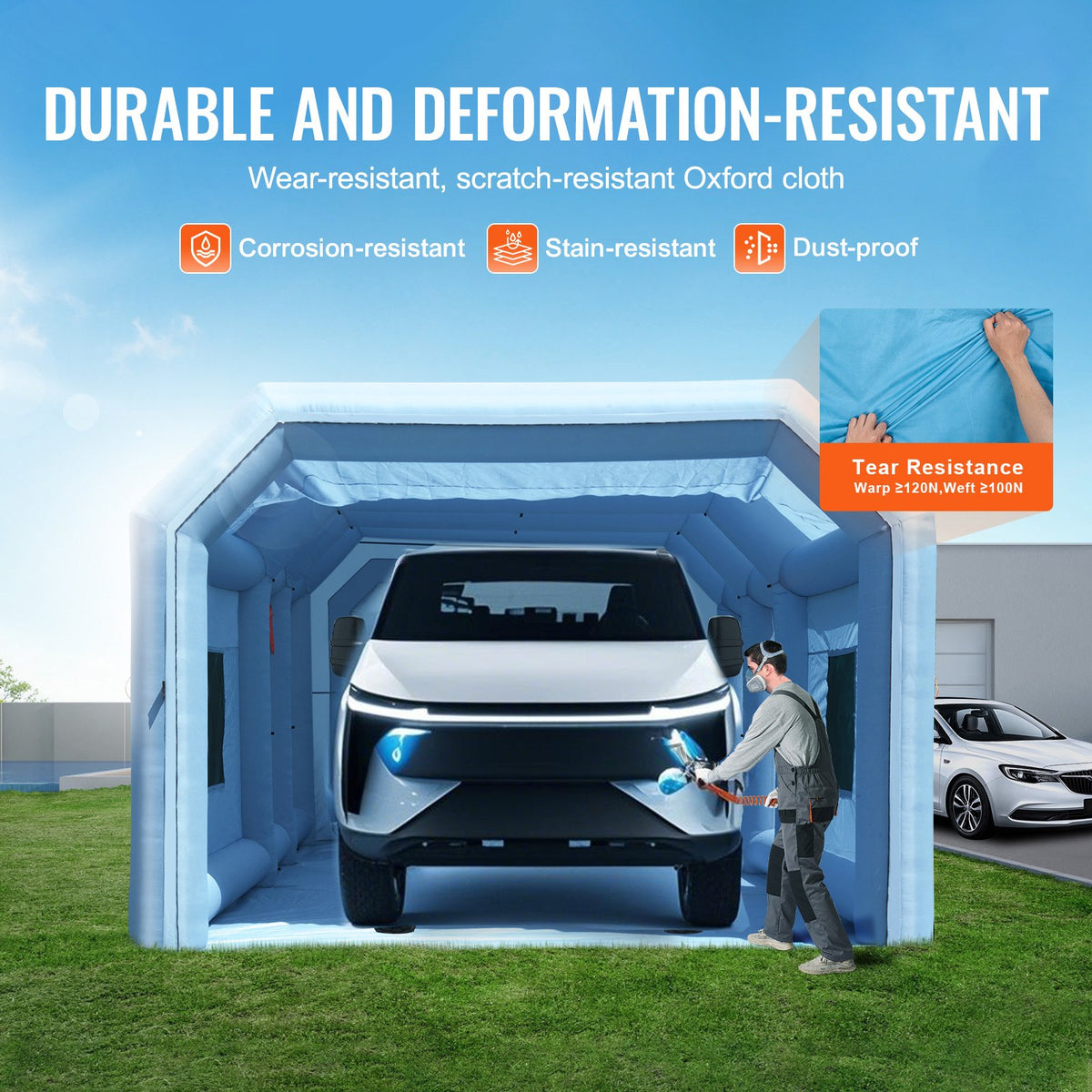 KFFKFF Portable Inflatable Painting Enclosure, Dimensions 32.8 x 21 x 14.8 ft, Equipped with 1100W+750W Robust Air Movers and Air Purification Setup, Suitable for Oversized Trucks, Vans, and Heavy Equipment - CQSPQFLSKCGLKJFV4V1 - view 5