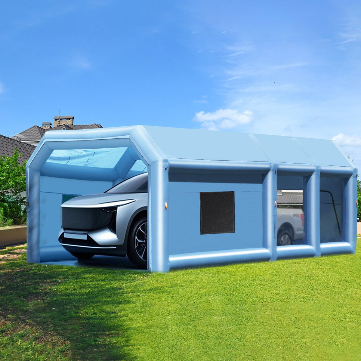 KFFKFF Portable Inflatable Painting Enclosure, Dimensions 32.8 x 21 x 14.8 ft, Equipped with 1100W+750W Robust Air Movers and Air Purification Setup, Suitable for Oversized Trucks, Vans, and Heavy Equipment - CQSPQFLSKCGLKJFV4V1 - view 9