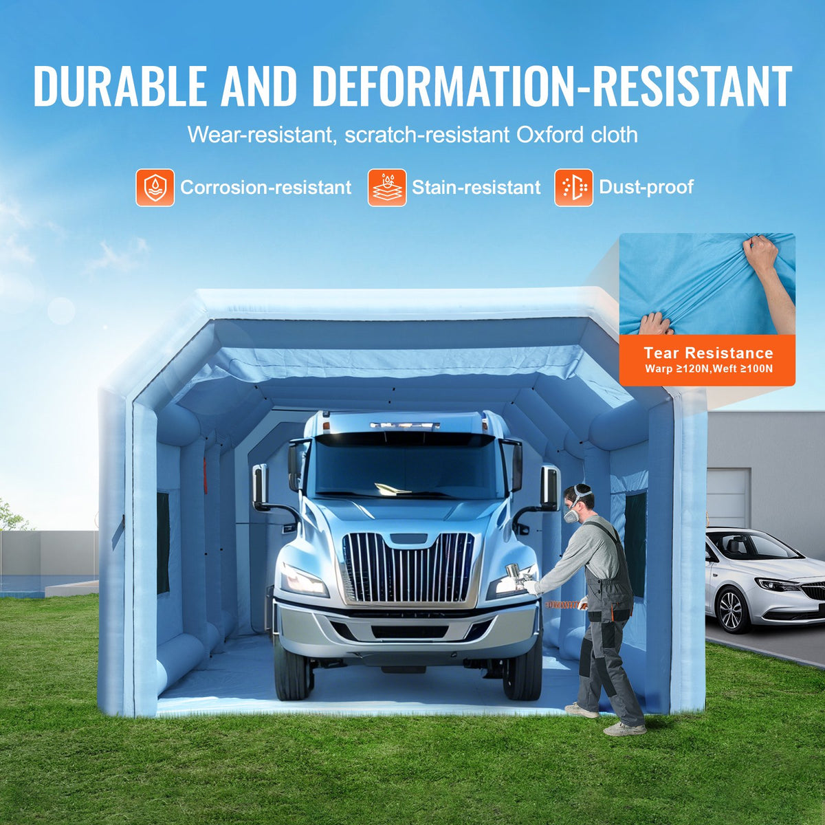 VEVOR Inflatable Paint Booth, 29.5 x 15.7 x 11.8 ft Inflatable Spray Booth, with 950W+750W Powerful Blowers and Air Filter System, Portable Car Paint Booth for Large Truck, Large Van, Large Machinery - CQSPQFLSKCGLKV62LV1 - view 5