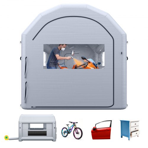VEVOR Inflatable Paint Booth, 13 x 10 x 9 ft, Portable Spray Booth with 750W Powerful Blower and Large Filter Cotton, Arched Roof Blow Up Painting Tent for Bike, Motorcycle, and Furniture, Gray - CQSPQFWGJF13MBNWX001V1 - view 2