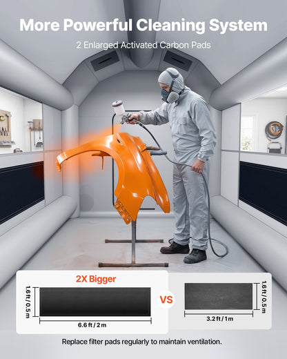 VEVOR Inflatable Paint Booth, 13 x 10 x 9 ft, Portable Spray Booth with 750W Powerful Blower and Large Filter Cotton, Arched Roof Blow Up Painting Tent for Bike, Motorcycle, and Furniture, Gray - CQSPQFWGJF13MBNWX001V1 - view 4