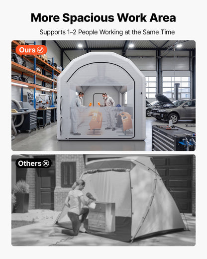 VEVOR Inflatable Paint Booth, 13 x 10 x 9 ft, Portable Spray Booth with 750W Powerful Blower and Large Filter Cotton, Arched Roof Blow Up Painting Tent for Bike, Motorcycle, and Furniture, Gray - CQSPQFWGJF13MBNWX001V1 - view 5