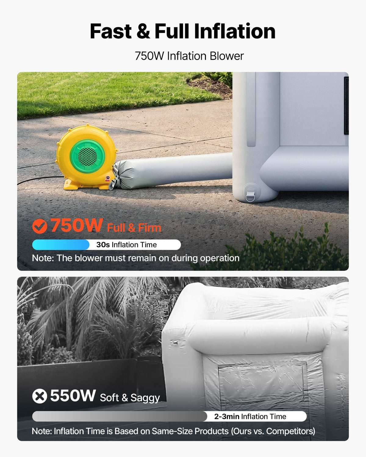 VEVOR Inflatable Paint Booth, 13 x 10 x 9 ft, Portable Spray Booth with 750W Powerful Blower and Large Filter Cotton, Arched Roof Blow Up Painting Tent for Bike, Motorcycle, and Furniture, Gray - CQSPQFWGJF13MBNWX001V1 - view 6