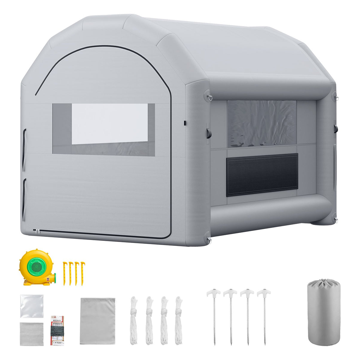 VEVOR Inflatable Paint Booth, 13 x 10 x 9 ft, Portable Spray Booth with 750W Powerful Blower and Large Filter Cotton, Arched Roof Blow Up Painting Tent for Bike, Motorcycle, and Furniture, Gray - CQSPQFWGJF13MBNWX001V1 - view 10