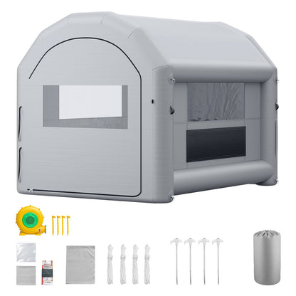VEVOR Inflatable Paint Booth, 13 x 10 x 9 ft, Portable Spray Booth with 750W Powerful Blower and Large Filter Cotton, Arched Roof Blow Up Painting Tent for Bike, Motorcycle, and Furniture, Gray - CQSPQFWGJF13MBNWX001V1 - view 10