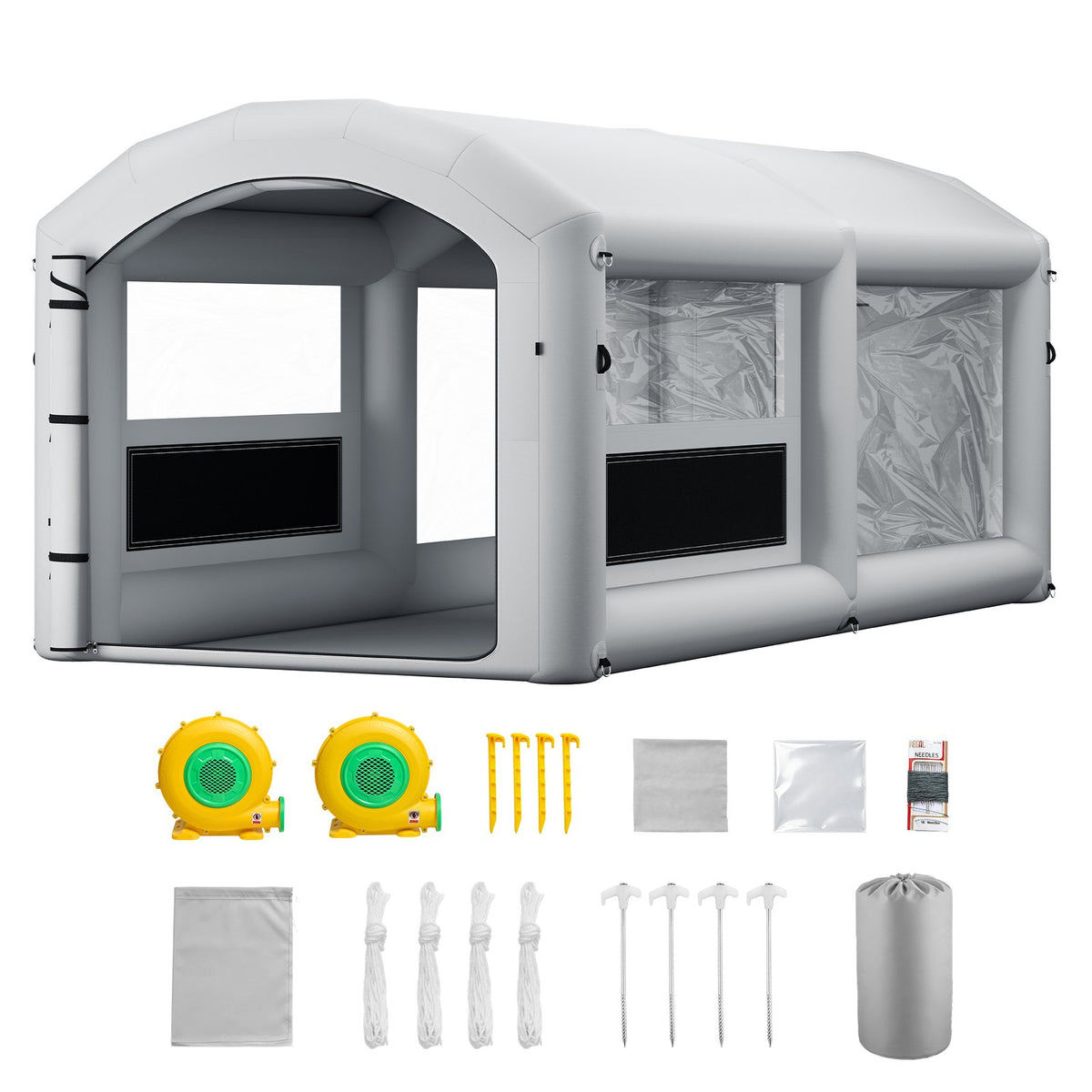 VEVOR Inflatable Paint Booth, 20 x 10 x 8 ft, Portable Spray Booth with 480W+750W Blowers and Large Filter Cotton, Arched Roof Blow Up Painting Tent for ATV, Motorcycle, and Medium Furniture, Gray - CQSPQFWGJF209U0ZR001V1 - view 10