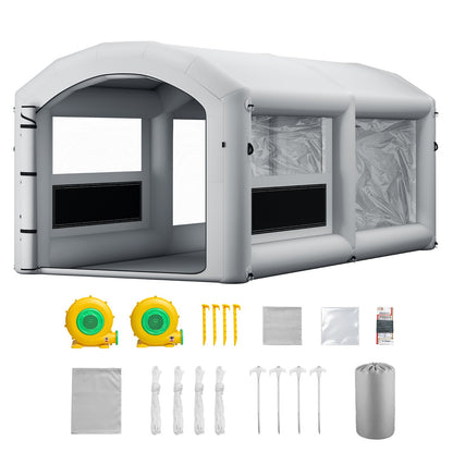 VEVOR Inflatable Paint Booth, 20 x 10 x 8 ft, Portable Spray Booth with 480W+750W Blowers and Large Filter Cotton, Arched Roof Blow Up Painting Tent for ATV, Motorcycle, and Medium Furniture, Gray - CQSPQFWGJF209U0ZR001V1 - view 10