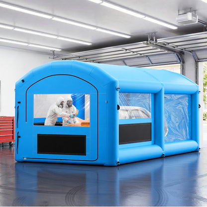 VEVOR Inflatable Paint Booth, 20 x 10 x 8 ft, Portable Spray Booth with 480W+750W Blowers and Large Filter Cotton, Arched Roof Blow Up Painting Tent for ATV, Motorcycle, and Medium Furniture, Blue - CQSPQFWGJF20TX6XR001V1 - view 9