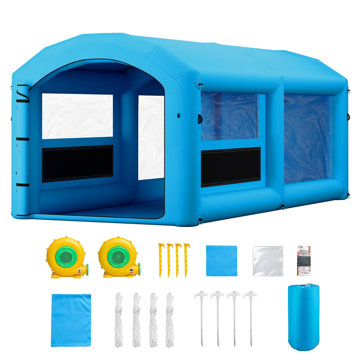 VEVOR Inflatable Paint Booth, 20 x 10 x 8 ft, Portable Spray Booth with 480W+750W Blowers and Large Filter Cotton, Arched Roof Blow Up Painting Tent for ATV, Motorcycle, and Medium Furniture, Blue - CQSPQFWGJF20TX6XR001V1 - view 10