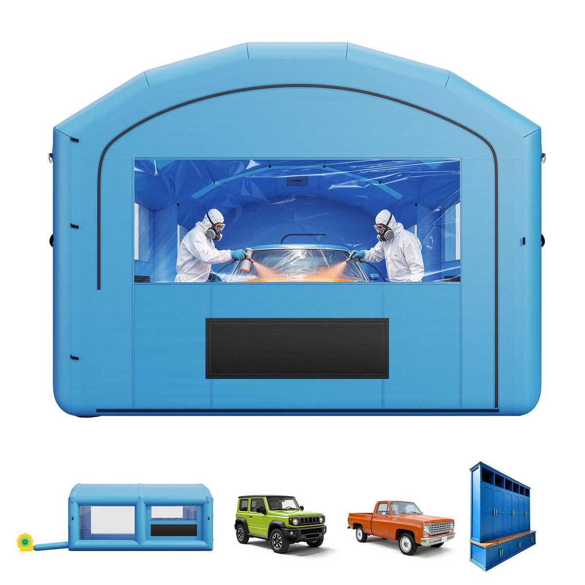 VEVOR Inflatable Paint Booth, 21 x 13 x 10 ft, Portable Spray Booth with 1100W Powerful Blower and Large Filter Cotton, Arched Roof Blow Up Painting Tent for Mid-Size Pickup Truck, Large Furniture - CQSPQFWGJF214XKOX001V1 - view 1