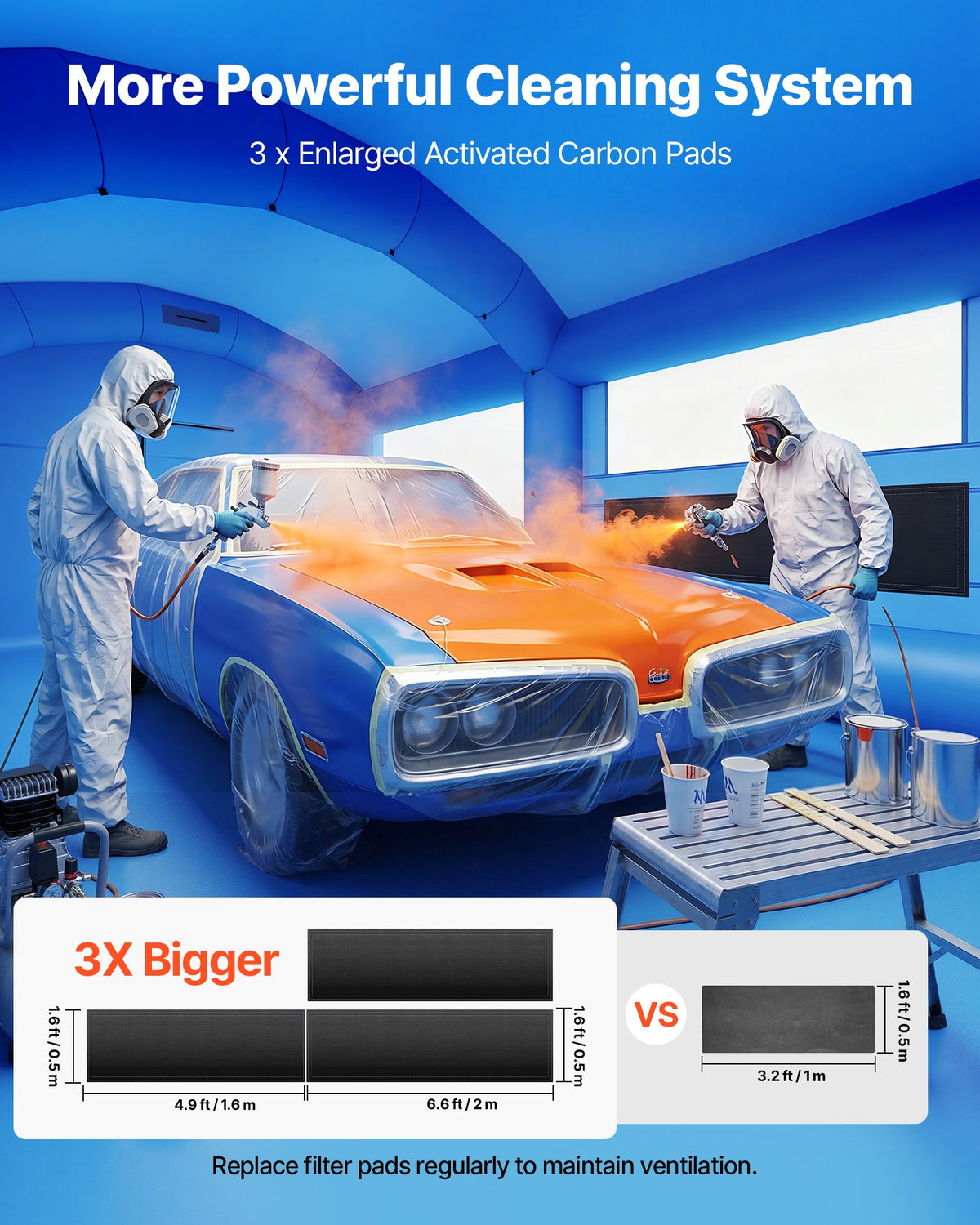 VEVOR Inflatable Paint Booth, 21 x 13 x 10 ft, Portable Spray Booth with 1100W Powerful Blower and Large Filter Cotton, Arched Roof Blow Up Painting Tent for Mid-Size Pickup Truck, Large Furniture - CQSPQFWGJF214XKOX001V1 - view 4