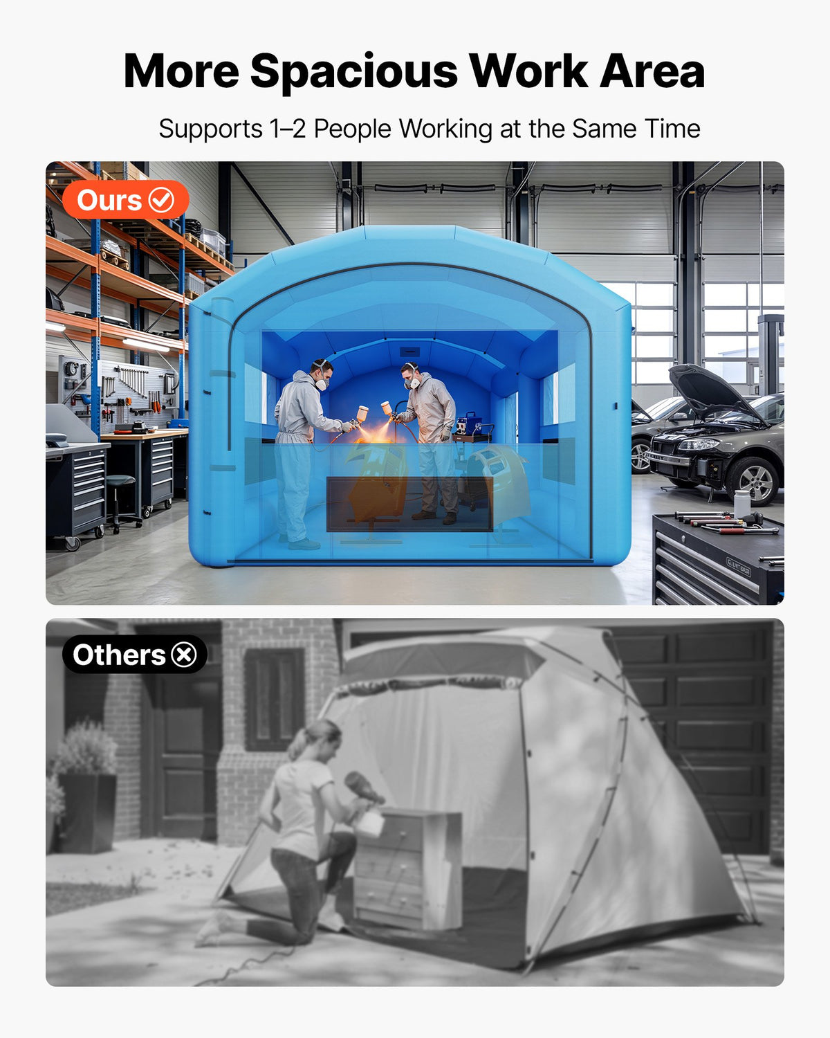 VEVOR Inflatable Paint Booth, 21 x 13 x 10 ft, Portable Spray Booth with 1100W Powerful Blower and Large Filter Cotton, Arched Roof Blow Up Painting Tent for Mid-Size Pickup Truck, Large Furniture - CQSPQFWGJF214XKOX001V1 - view 5