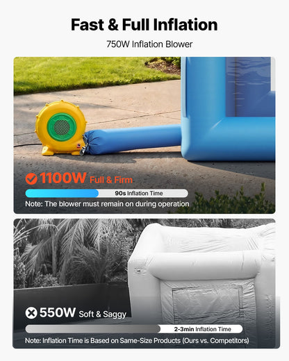 VEVOR Inflatable Paint Booth, 21 x 13 x 10 ft, Portable Spray Booth with 1100W Powerful Blower and Large Filter Cotton, Arched Roof Blow Up Painting Tent for Mid-Size Pickup Truck, Large Furniture - CQSPQFWGJF214XKOX001V1 - view 6