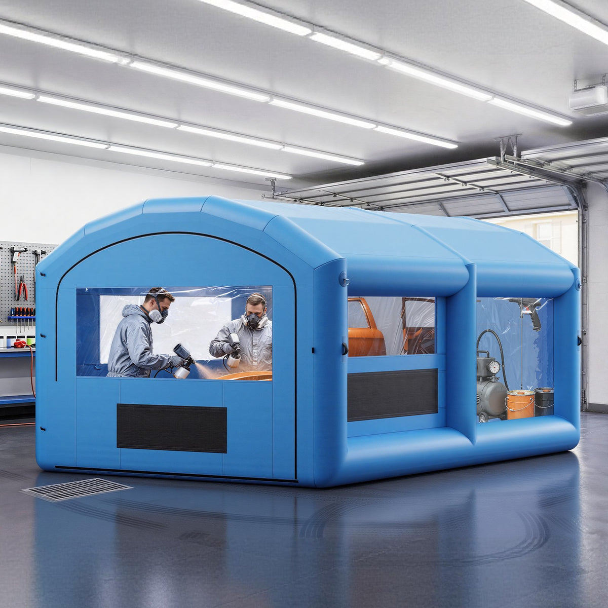 VEVOR Inflatable Paint Booth, 21 x 13 x 10 ft, Portable Spray Booth with 1100W Powerful Blower and Large Filter Cotton, Arched Roof Blow Up Painting Tent for Mid-Size Pickup Truck, Large Furniture - CQSPQFWGJF214XKOX001V1 - view 9