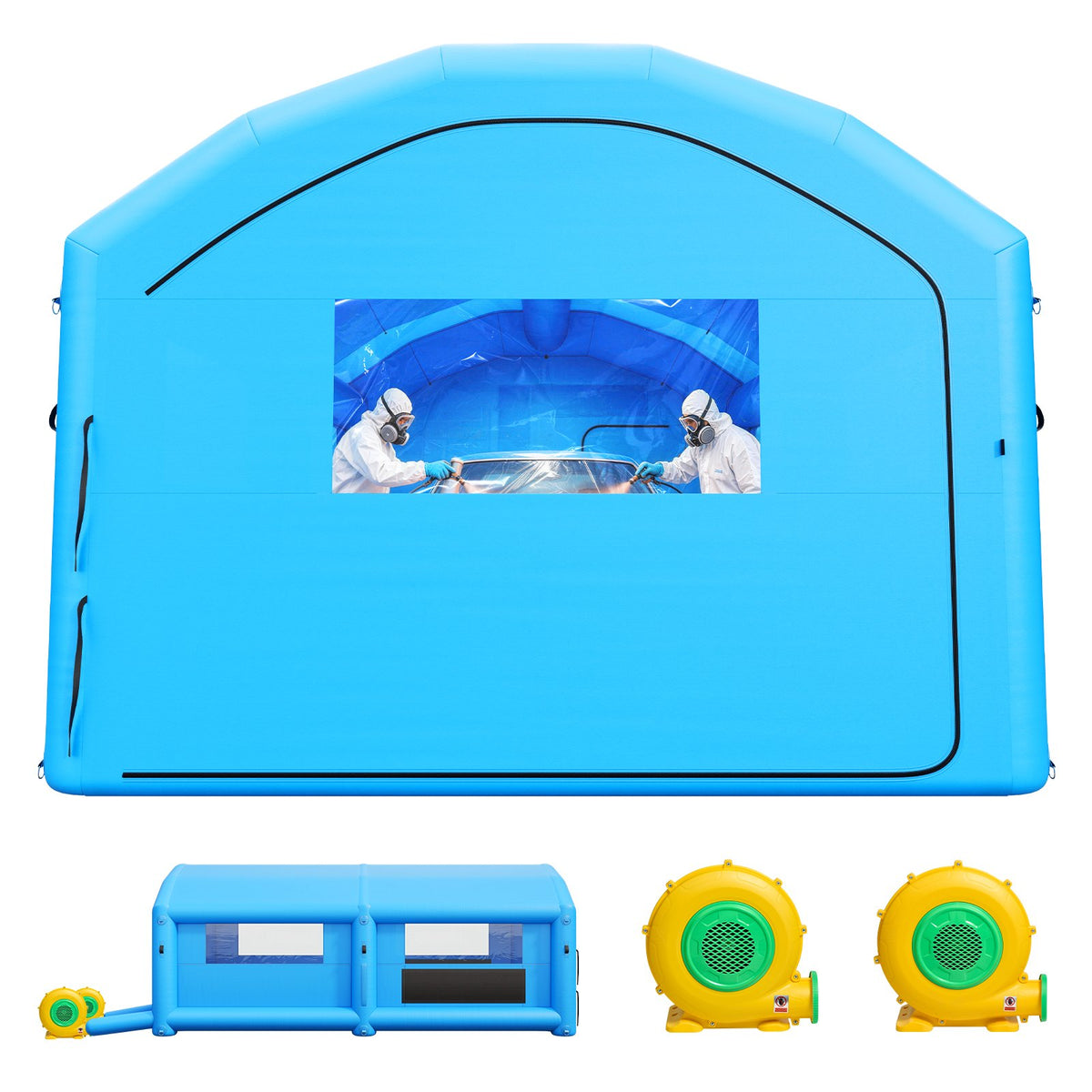 VEVOR Inflatable Paint Booth, 23 x 13 x 9 ft, Portable Spray Booth with 480W+750W Blowers and Large Filter Cotton, Arched Roof Blow Up Painting Tent for Mid-Size Pickup Truck, Large Furniture, Blue - CQSPQFWGJF23ZIQT3001V1 - view 1