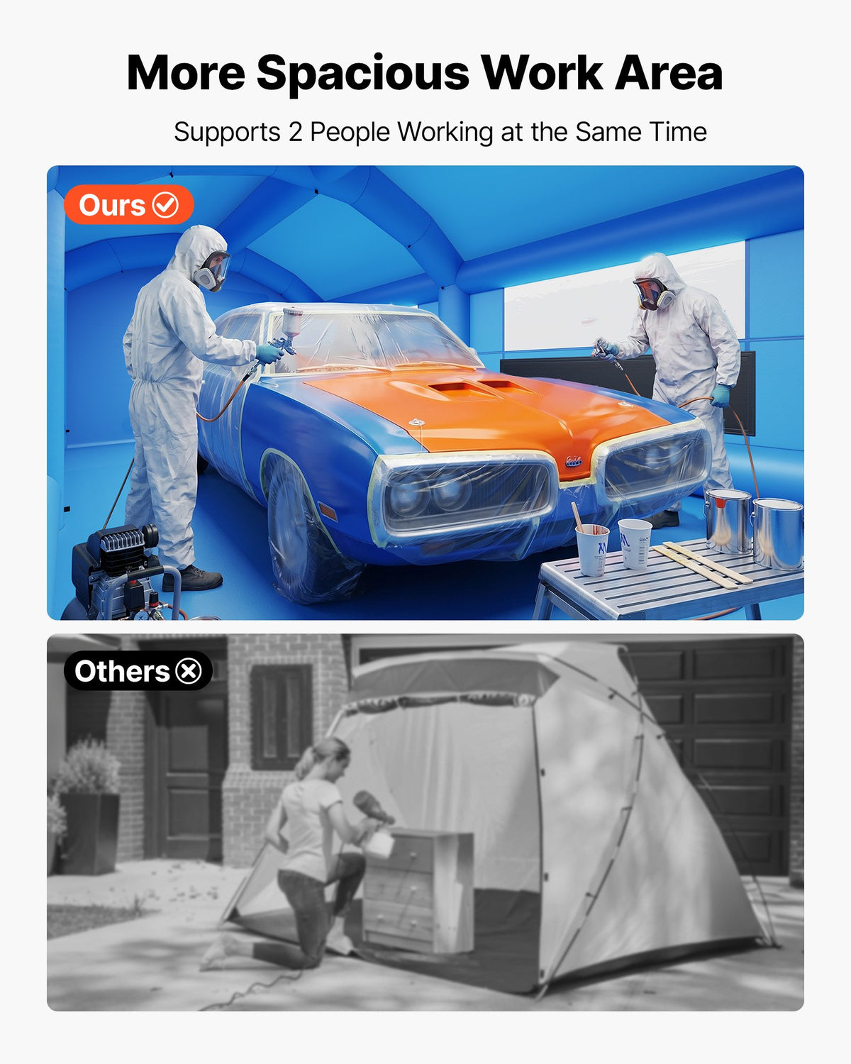 VEVOR Inflatable Paint Booth, 23 x 13 x 9 ft, Portable Spray Booth with 480W+750W Blowers and Large Filter Cotton, Arched Roof Blow Up Painting Tent for Mid-Size Pickup Truck, Large Furniture, Blue - CQSPQFWGJF23ZIQT3001V1 - view 5