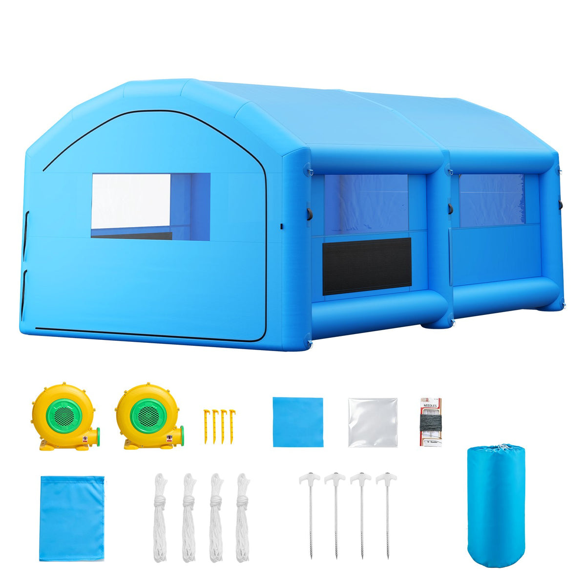 VEVOR Inflatable Paint Booth, 23 x 13 x 9 ft, Portable Spray Booth with 480W+750W Blowers and Large Filter Cotton, Arched Roof Blow Up Painting Tent for Mid-Size Pickup Truck, Large Furniture, Blue - CQSPQFWGJF23ZIQT3001V1 - view 10